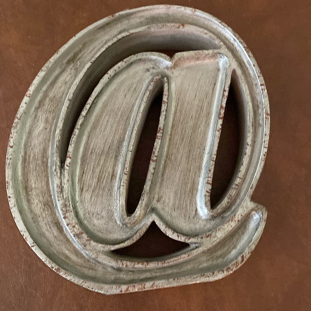 NWT @ sign in brushed silver with brown flecks, 8”x8”